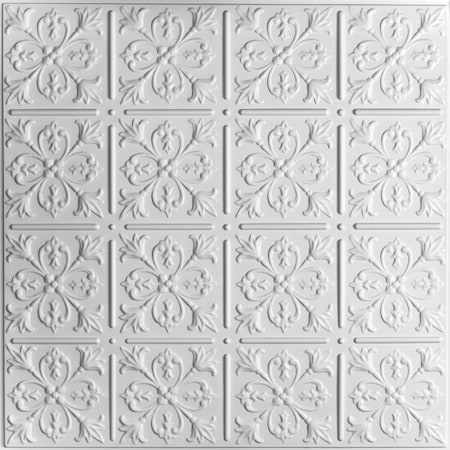 Ceilume Fleur-de-lis 2ft x 2ft White Ceiling Tile V3-FLEUR-22WTO